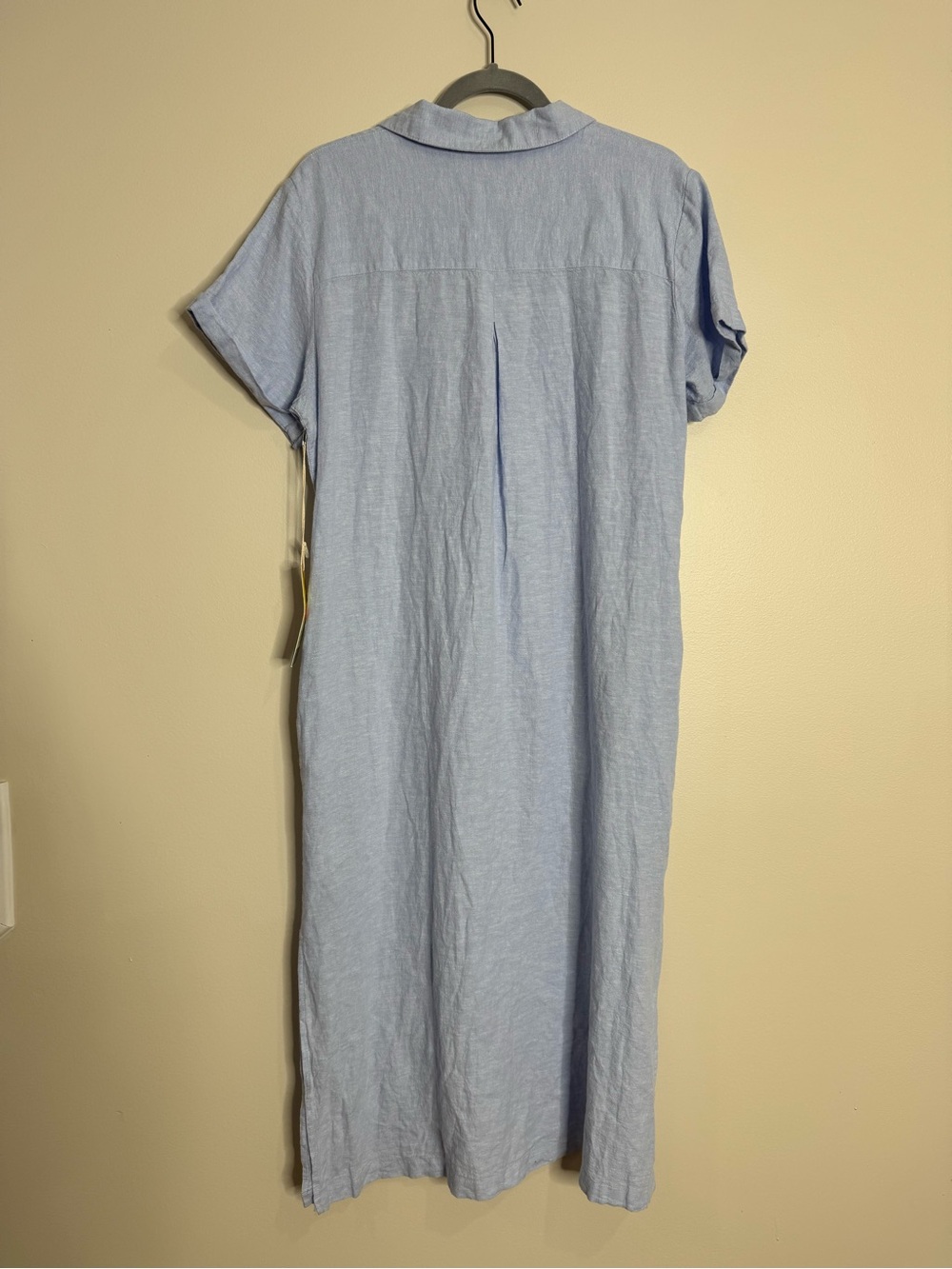 NWT C&C California Light Blue Linen Viscose Collared Button Shirt Dress Large - Picture 7 of 10
